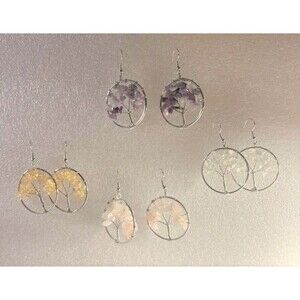 Gemstone Tree of Life Earrings -Multiple Stones Available - Your Choice